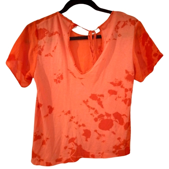 Bassike Tye dye silk top in Tangerine orange Size S - Picture 4 of 11
